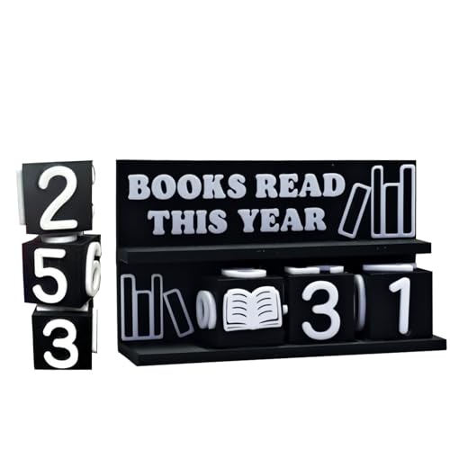 Books Read This Year Tracker, 3D Printed Book Counter for Reading Goal Display, Book Counter Sign Up to 999 Books, Reading Challenge Gift for Readers, Teachers, Writers, and Library Lovers