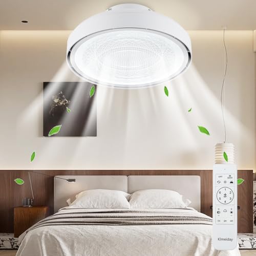 Klmeiday Modern Bladeless Ceiling Fans with Lights and Remote, Reversible,