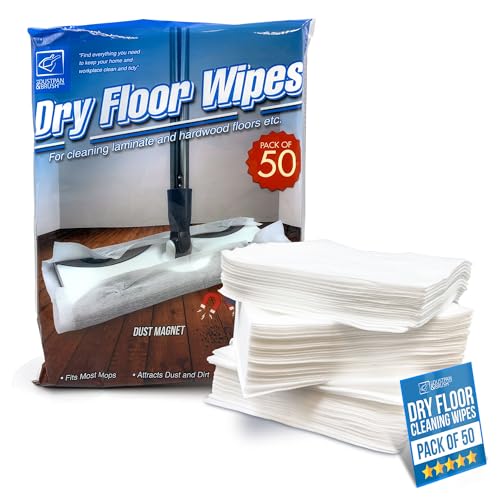 Paquete de 50 paños de Microfibra electrostáticos Desechables para fregona giratoria Plana, toallitas de Limpieza multiajuste – 29 cm x 21 cm, se Adapta a la mayoría de mopas como Swiffer, etc