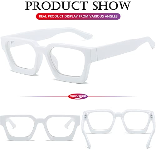 Image of AIEYEZO Square Thick Frame Glasses for Women Men Fashion Blue Light Glasses Trendy Chic Computer Eyeglasses