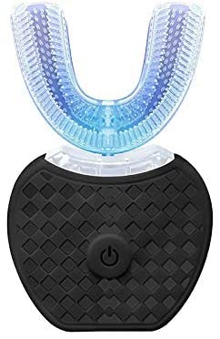4 Modi Vollautomatische Variable Frequenz 360 ° Ultraschall Elektrische Zahnbürste, Zähne Blu-ray Kaltlicht Smart Whitening Gerät Automatische Zahnbürste mit Kabelloses Laden (schwarz) Cover