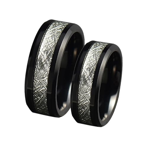 Alliance en tungstène Wycian de 8 mm et bague céramique noire pour couple