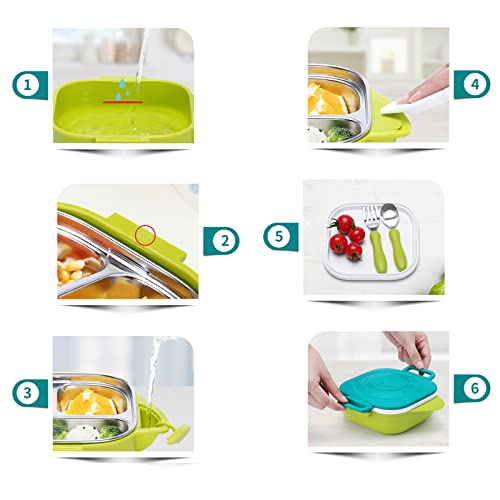 Kiboule Lancheira de 400mL 3 Compartimentos Lancheira Japonesa Reutilizável Recipientes de Jantar de