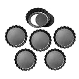 6 Packs Tart Pan with Removable Bottom 4 inch, Mini Pie Pan, Non-stick Carbon Steel - Reyusiee...