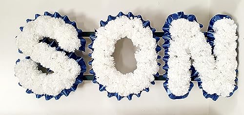 mySilkFlowers SON Artificial Silk Funeral Tribute Name Flowers Letter Wreath