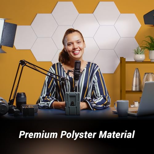 Image of 48 Pack High Density Hexagon Acoustic Panels, TONOR 12 inchx 10 inchx 0.4 inch Soundproof Wall Panels, Sound Absorbing Panels for Interior Wall Decor, Peel and Stick Modern for Studio, Office, Home, White