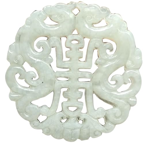 Collier pendentif Fukushou en jade de Hetian véritable et ajouré pour femme