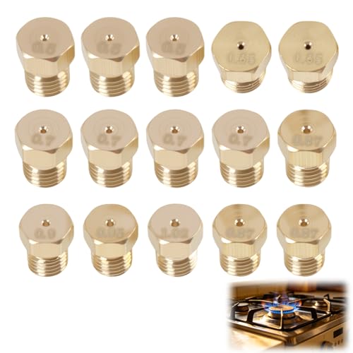 15 Pièces 0.5-1.02 mm Gicleurs Universels Gaz Butane pour Conversion GPL, Injecteur de Gaz Gicleur Bouteille Kit de Conversion, Gicleur Butane pour...