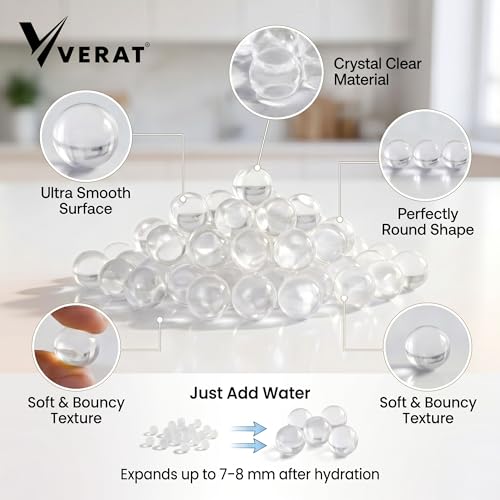 Image of Verat Gel Blaster Refill Water Beads Transparent for Gun Suitable Size 7-8mm Safe Non-Toxic Ammo for Gel Guns & Decorative Vase Filler (This Gel Balls for Specially for Gun) (5 Packets, White)