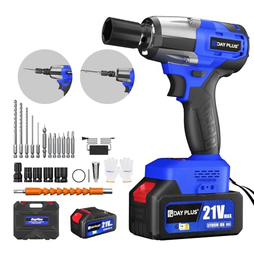 21V Avvitatore a Impulsi Brushless,Chiave Elettrica 3 in 1,3400 RPM,coppia massima di 550 N.M,con 4...