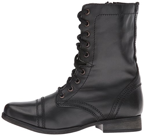 Steve Madden Women's Troopa Lace-Up Boot, Black Leather, 9 M Us #TOP7
