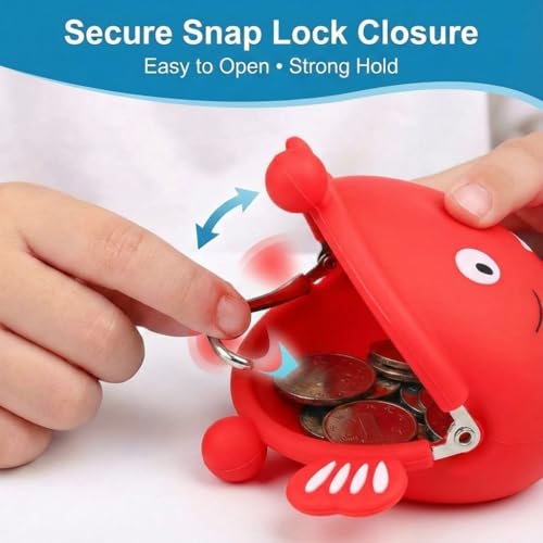 Image of FunBlast Cute Fish Shape Silicone Coin Purse for Kids & Adults - Mini Pouch for Coins, Earphones, Keys & Small Essentials, Aesthetic Pouches for Girls & Women - 12 X 9.5 X 3 Cm (Red)