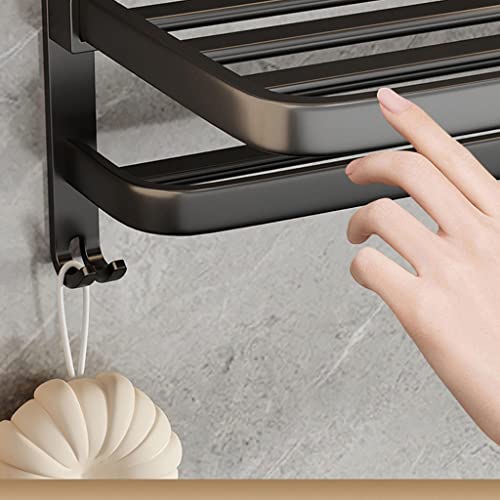 Toallero sin agujeros baño estante negro colgante de pared inodoro 50cm 7