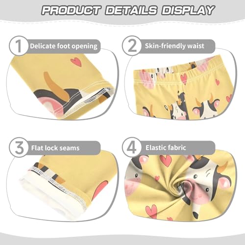 Toddler Girls Leggings Printed Yoga Pants Leggings Cow Love Yellow Background for Kids3