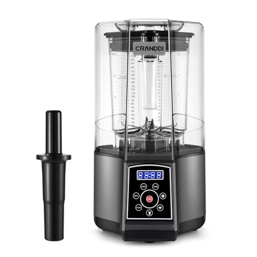 CRANDDI Commercial Blender, 1500W Smart Smoothie Blenders with Digital Touch Screen, 80oz Countertop Kitchen Blender, 3 Pre-Set Programs for Smoothies, Juices, DIY Function, Self-Cleaning K85TS (Grey)