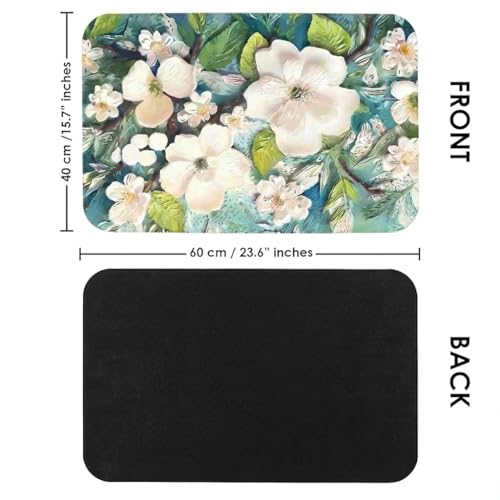 Image of Super Absorbent Door Mats, 40x60cm Soft Silicon Anti Skid Quick Drying & Water Absorbent Home, Kitchen, Bathroom Carpets, Entrance Door Mats (Pack of 2) (Beautiful Flower Mat)