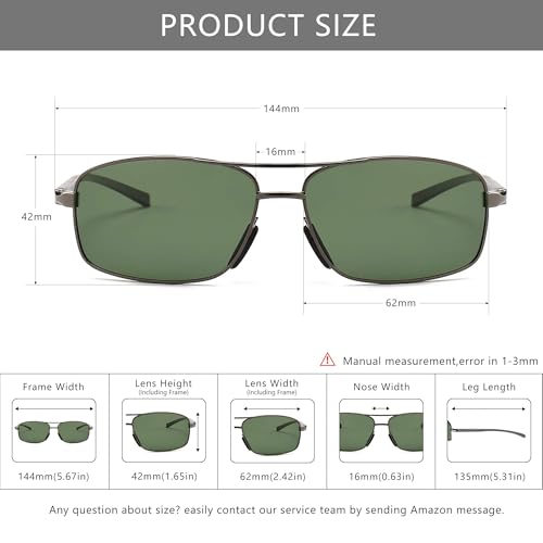 Image of SUNGAIT UV protection Ultra Lightweight Rectangular Polarized Sunglasses