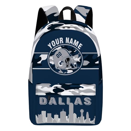 Custom Dallas Backpack Large Capacity Personalized Name Number Laptop Bag 17Inch Bookbag Fan Gift for Boy Girl Men Women