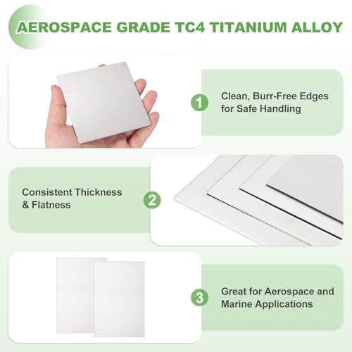 Image of MECCANIXITY Titanium Plate Sheet, TC4 (Gr5) Ti 150x100x1mm Heat Resistant Titanium Alloy Sheet High Strength to Weight Ratio for CNC Machining, Racing Applications