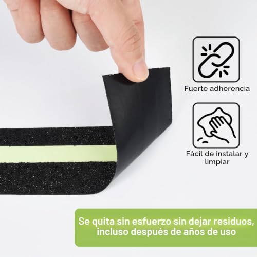 Miniatura 3 de Otraki Cinta Luminosa Autoadhesiva 50mm X 10m, Cinta Reflectante Adhesiva Tiras Antideslizantes Escaleras, Antideslizante Suelos Cinta Etiqueta De Seguridad Para Escaleras, Paredes
