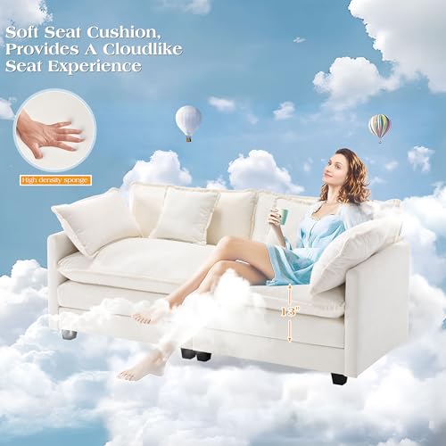 Image of 77.6 inch Modular Sectional Sofa,Loveseat Couch for Living Room, Modern Deep Seat Sofa 2 Seater Chenille Fabric Comfy Cloud Couches with Throw Pillows for Apartment,Small Spaces