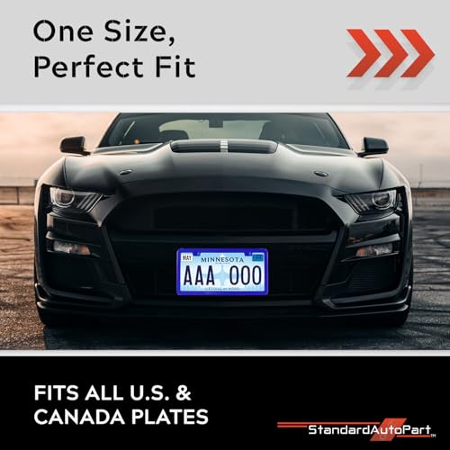 Image of Premium Slim Blue License Plate Frames - 2 Pack, Rust-Free Stainless Steel & Rattle-Free, Street Legal, Universal with Screw Caps, Thin Metal Front & Rear Car Tag Holders Unisex