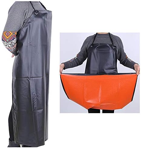 43" Waterproof Leather Apron Heavy Duty Work Apron Chemical Acid Stain Oil Resistance Industrial Workshop Labor Working Aprons with Adjustable Straps Lengthening for Chef Kitchen Dishwashing Butcher