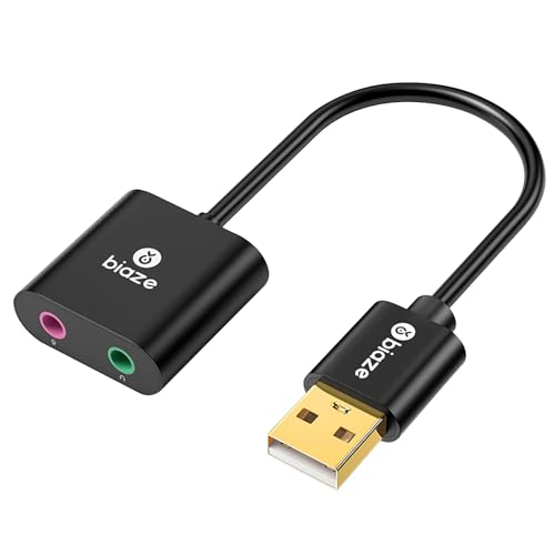 USB to 3.5mm Jack Audio Adapter External Sound Card with 3.5mm Headphone and Microphone TRS Jack to...