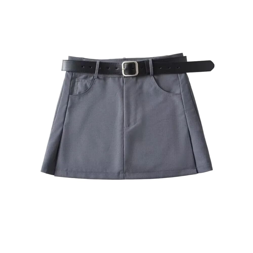 OFFSUM Gonne Corte da Donna -Mini Gonne Donna Elegante A Vita Alta con Tasche per Cintura A-Line Abiti da Lavoro per Ufficio Sexy per Feste Estate Morbido E Confortevole Tinta Unita