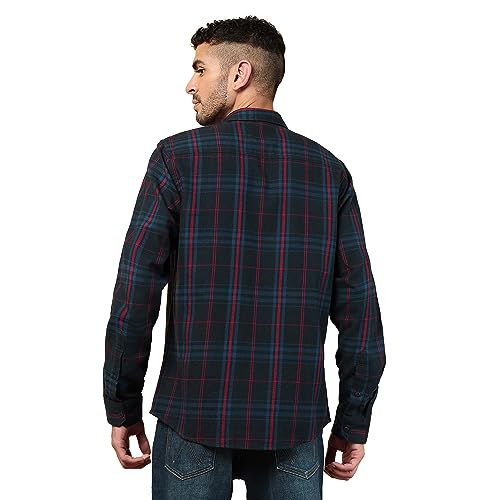 Image of Wrangler Men's Checked Blue Shirt (Regular)