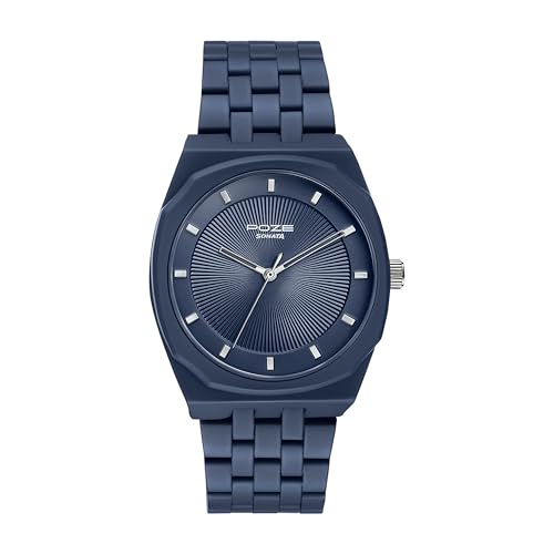 Image of Sonata Poze 6 Terra Trails Quartz Blue Round Dial Men's Watch | Stainless Steel Strap Material | Watches for Men Analog - SP70073KM01