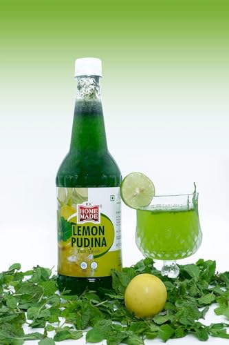 Image of RK HOME MADE NATURAL SYRUP | Lemon Pudina Syrup | Gluten free | 100% Vegan & Low fat | Easy to use | A perfect drink for house parties, picnics, & road trips to everyone's delight 750 - ML