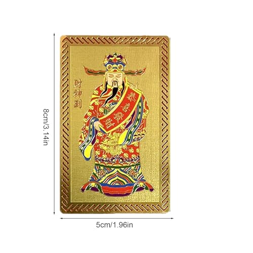 Tarjeta del Dios de la Riqueza, Tradicional portátil de Cobre Dorado, decoración del Dios Chino de la Riqueza, símbolo de Dinero de la Suerte para la Prosperidad, Accesorio de Tarjeta para automóviles - imagen 2