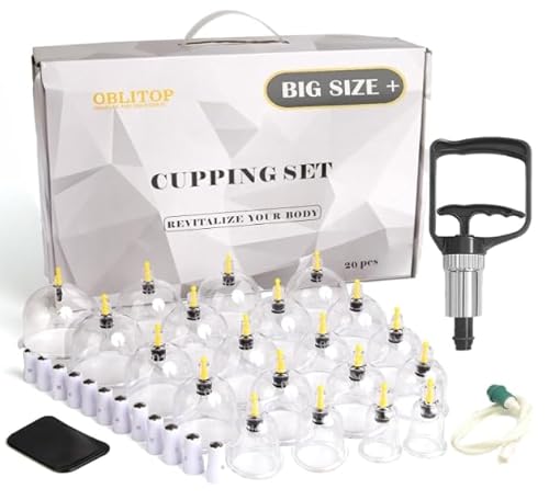 Cupping Therapy Set 20 Cups, Large Size V2.0 for Women Men Vacuum Cup for Body Muscle Back Pain Relief Massage Suck Cellulite Suction Device Cups Cupping Therapy Set