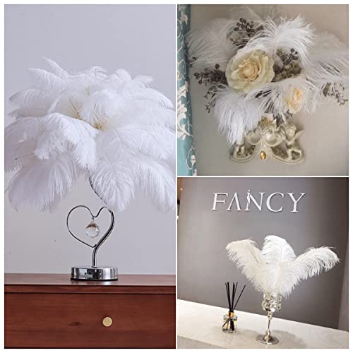 Piokio 20 Pcs White Ostrich Feathers Plumes 10-12 Inch(25-30 Cm) Bulk For Diy Christmas Decorations, Wedding Party Centerpieces, Gatsby Decorations #TOP5