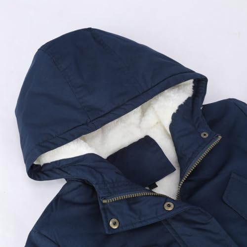 YYNUDA Wintermantel Damen Warm Gefüttert Winter Parka Mittellang Winterjacke Winterparka mit Fellkapuze Dicke Coat Große Größen #337 Blau 4XL