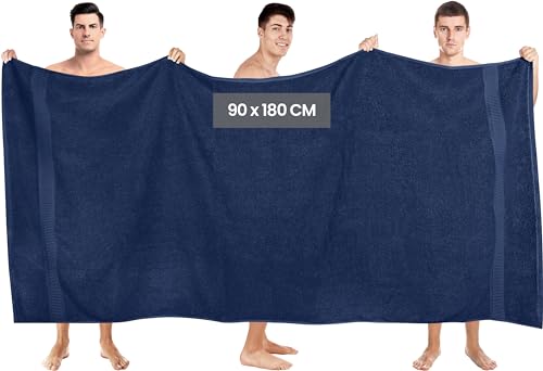 Image of Bulk 8-Pack Commercial Jumbo Bath Sheets, 35 inch x 70 inch, 600 GSM, Navy | For Vacation Rentals & Luxury Suites - 100% Ring-Spun Cotton with Plush Comfort & High Absorbency