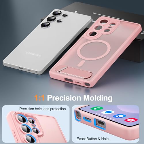 AMILIFECASES Magnetic for Samsung Galaxy S25 Ultra Case, [Compatible with MagSafe][Full Camera Protection][Built-in Invisible Kickstand] Translucent Matte Phone Case for S25 Ultra 6.9" - Pink - image 5