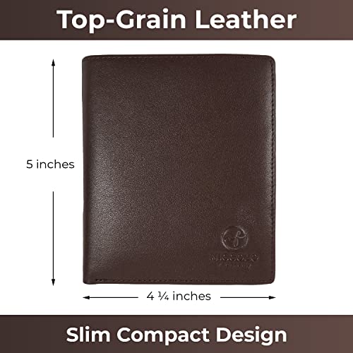 Extra Large Mens Leather Wallet with 12 credit card slots. Slim Minimalist Design, Not Bulky. Bifold Organizer. Wallet for Men. Dark Brown 5 x 4.25 in.2