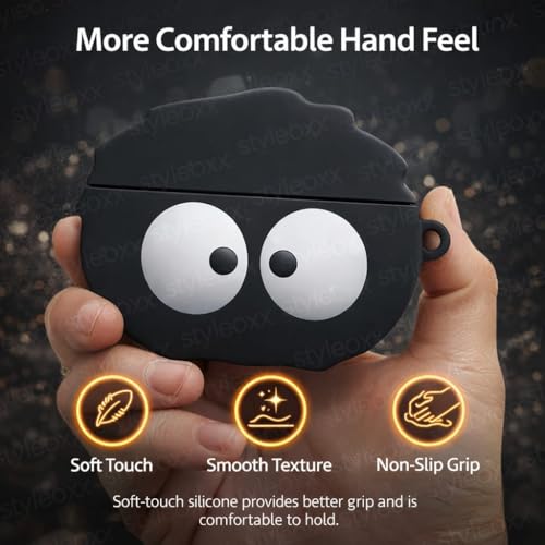 Image of Anvique Silicone Case Cover for Realme Buds T500 Pro, Shockproof Protective Earbuds Cover with Keychain Hook, Anti-Scratch Soft Silicone Skin, Full Body Protection Case (Cartoon Briquette R)