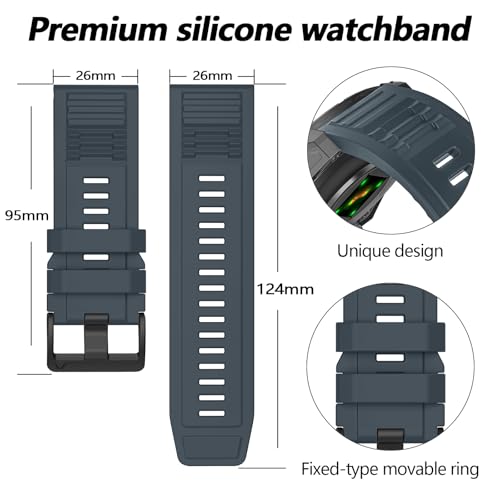 Image of 26mm Quickfit Silicone Watch Bands Compatible with Garmin Fenix 8 Pro /quatix 8 51mm /Fenix 7X /7X Pro /6X /6X Pro /5X /5X Plus /3 HR /Enduro 3 2 /Descent Mk3i 51mm /Mk2i /Tactix 8 /7 pro /epix Pro 51MM
