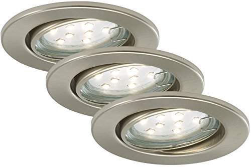 Preisvergleich Produktbild LED Einbauleuchten 3er Set Prisma inkl. GU10 3W LED Leuchtmittel eisengebürstet