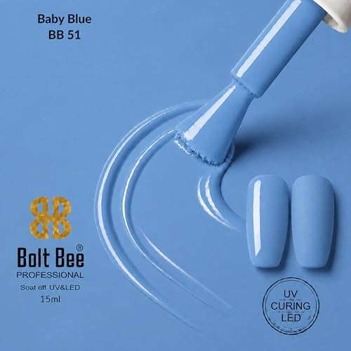 Image of Bolt Bee Blue Color Gel Nail Polish Soak Off UV Gel 15ML DIY at Home Manicure Salon Nail Art