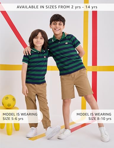 Image of Amazon Brand - Symbol Boys Cotton Rich Striped Polo Tshirt | Collar Tshirts | Half Sleeves | Regular Fit