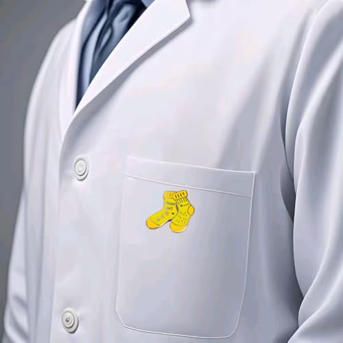 Image of Enamel Pin,Please Don't Fall For Me Lapel Pin,Yellow Socks Brooch,Cute Novelty Badge,Gift for Fun Nurse Medical Student Professional Teen Family,Humorous Fashion Jewerly,DIY Decor Accessory