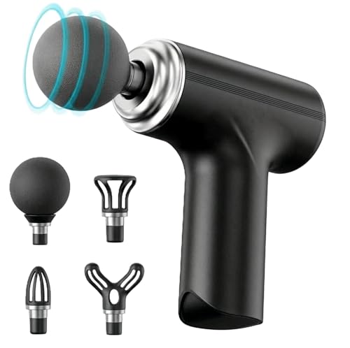 Image of Massage Gun for Deep Tissue, Muscle & Body Pain Relief, Handheld Percussion Massager for Back, Leg, Neck, Shoulder, Foot & Full Body with 4 Specialized Heads (Black)