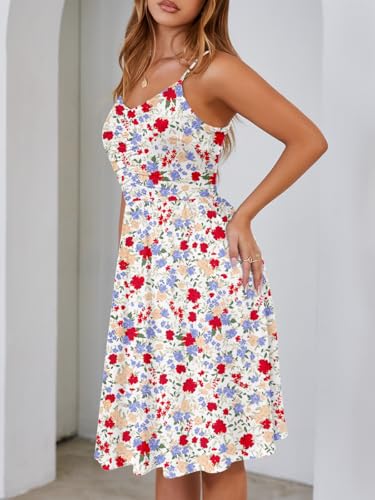 Image of YATHON Casual Dresses for Women Sleeveless Cotton Summer Beach Dress A Line Spaghetti Strap Sundresses with Pockets