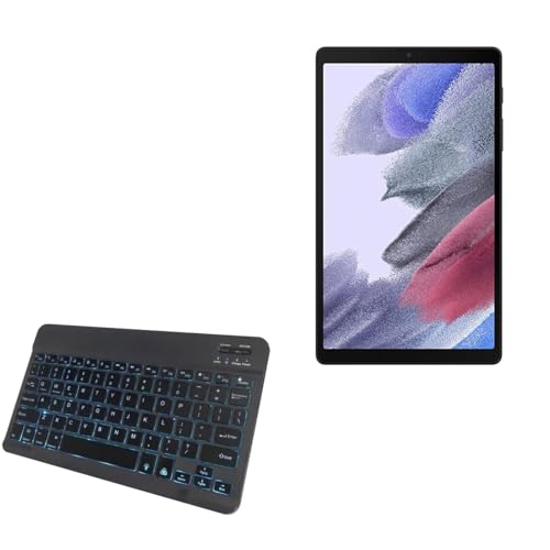 BoxWave Keyboard Compatible with Samsung Galaxy Tab A7 Lite - SlimKeys Bluetooth Keyboard - with Backlight, Portable Slim LED 7 Colors - Jet Black