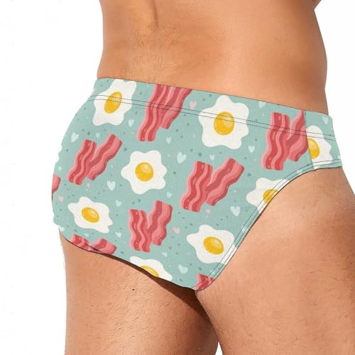 Bacons and Eggs Mens Swim Briefs Quick Dry Swimming Trunks Training Swimsuit Low Rise Swimwear3