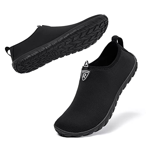 Image of Racqua Men&Women Adult Water Shoes Swim Beach Pool Sports Quick-Dry Slip-on Barefoot Shoes Diving Boating Surf Walking, Black, 9 Women /8 Men